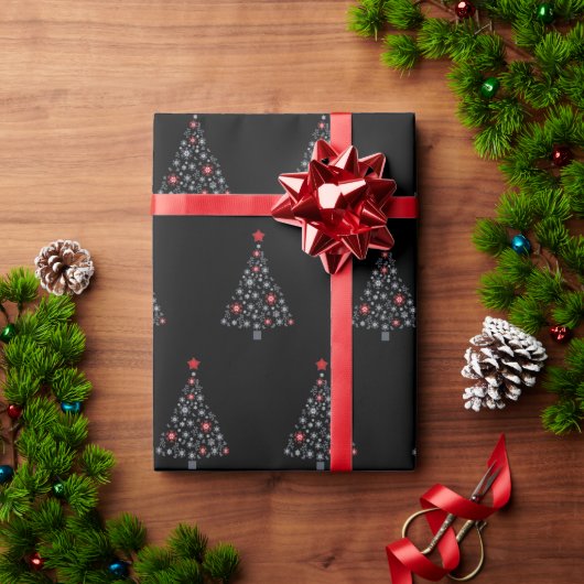 Schattige kerstboom vakantie zwart kerst cadeaupapier (Feestdagen Geschenken)
