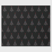Schattige kerstboom vakantie zwart kerst cadeaupapier (Vlak)