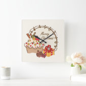 Schattige kerstboomklok vierkante klok (Huis)