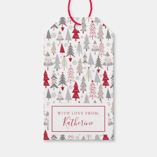 Schattige kerstboompatroon cadeaulabel (Voorkant)