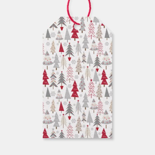 Schattige kerstboompatroon cadeaulabel (Achterkant)