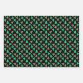 Schattige kerstboompatroon - rood, zwart en groen inpakpapier vel (Voorkant 2)