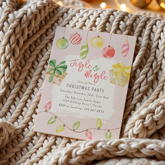 Schattige Kerstborrel Roze Kerstfeest Kaart
