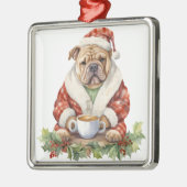 SCHATTIGE KERSTBULLDOG METALEN ORNAMENT (Links)