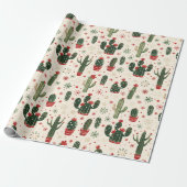 Schattige Kerstcactus | Woestijn  Cadeaupapier (Uitgerold)