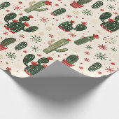 Schattige Kerstcactus | Woestijn Cadeaupapier (Hoek)