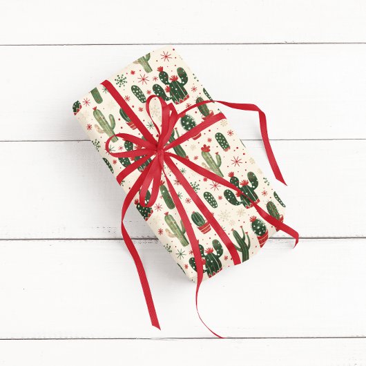 Schattige Kerstcactus | Woestijn  Cadeaupapier