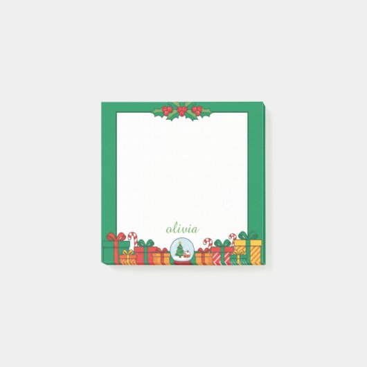 Schattige kerstcadeaus & hulst post-it® notes (Voorkant)