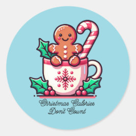 Schattige Kerstcalorieën Tellen Niet Grappig Ronde Sticker