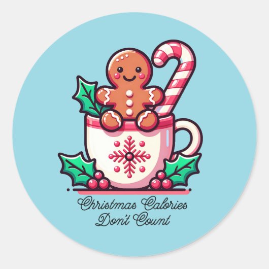 Schattige Kerstcalorieën Tellen Niet Grappig Ronde Sticker (Voorkant)
