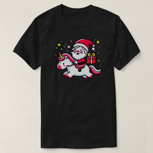 schattige kerstclausule rijden unicorn TShirt (Design voorkant)