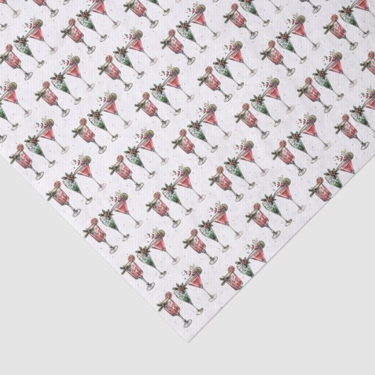 Schattige kerstcocktailpatroon tissuepapier (Detail)