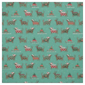 Schattige kerstdachshonden stof (Swatch)