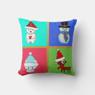 Schattige kerstdieren en een sneeuwman kussen