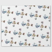 Schattige kerstdinosaurussen inpakpapier (Vlak)