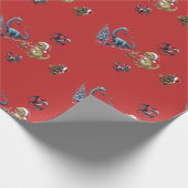 Schattige kerstdinosaurussen inpakpapier (Hoek)