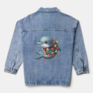 Schattige kerstdolfijn denim jacket