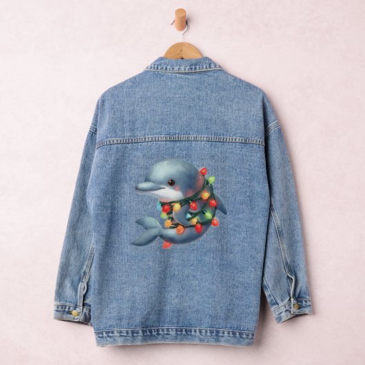 Schattige kerstdolfijn denim jacket (Hangar)