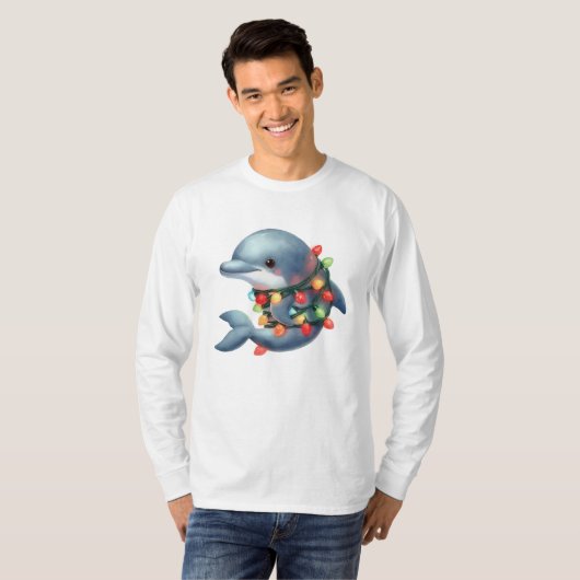 Schattige kerstdolfijn t-shirt (Voorkant volledig)
