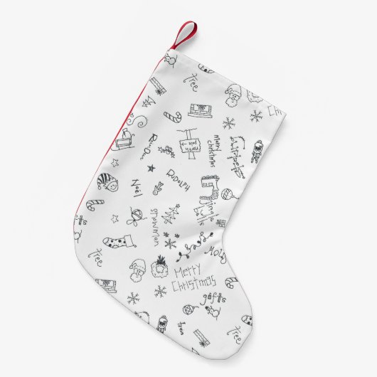 schattige kerstdoodle sok kleine kerstsok (Voorkant (Hangend))