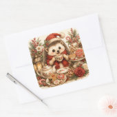 Schattige Kerstegel Koekjes Winter Vierkante Sticker (Envelop)