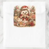 Schattige Kerstegel Koekjes Winter Vierkante Sticker (Tas)