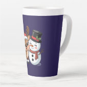 Schattige Kerstelandreindeer & Sneeuwman Latte Mok (Rechterhoek)
