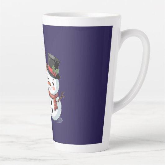 Schattige Kerstelandreindeer & Sneeuwman Latte Mok (Rechts)