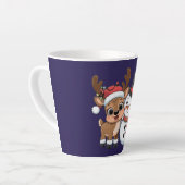 Schattige Kerstelandreindeer & Sneeuwman Latte Mok (Linkerhoek)