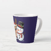 Schattige Kerstelandreindeer & Sneeuwman Latte Mok (Rechterhoek)