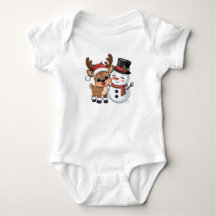 Schattige Kerstelandreindeer & Sneeuwman