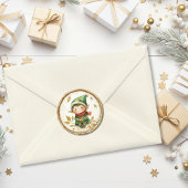 Schattige Kerstelf Faux Was Ronde Sticker