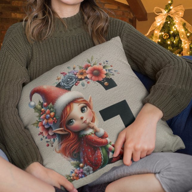 Schattige Kerstelf Feestelijke G Nep Leer Kussen (Creator heeft geüpload)