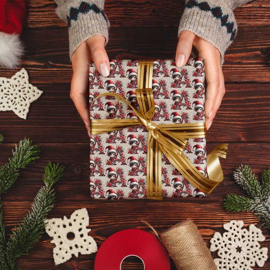 Schattige Kerstelf Feestelijke Letter A Cadeaupapier