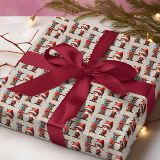 Schattige Kerstelf Feestelijke Letter H Cadeaupapier