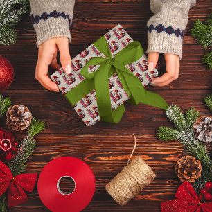Schattige Kerstelf Feestelijke Letter L Cadeaupapier