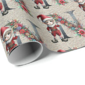 Schattige Kerstelf Feestelijke Letter N Cadeaupapier (Rol Hoek)