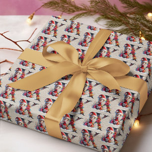 Schattige Kerstelf Feestelijke Letter X Cadeaupapier