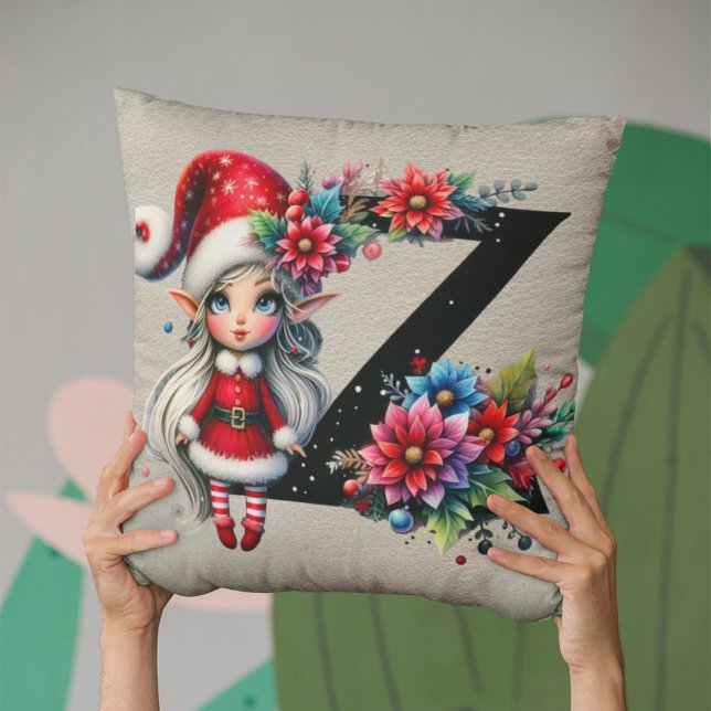 Schattige Kerstelf Feestelijke Z Nep Leer Kussen (Creator heeft geüpload)
