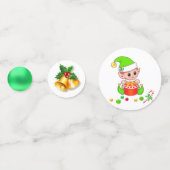 Schattige Kerstelf & Gouden Bellen Confetti (Voorkanten)