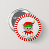 Schattige Kerstelf & gouden belletjes Ronde Button 5,7 Cm (Voorkant /achterkant)
