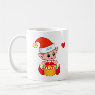 Schattige Kerstelf & hart Koffiemok