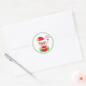 Schattige Kerstelf & Harten Ronde Sticker (Envelop)