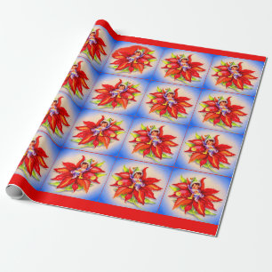 schattige kerstelf in een poinsettia cadeaupapier
