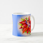 schattige kerstelf in een poinsettia koffiemok (Voorkant rechts)