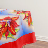 schattige kerstelf in een poinsettia tafelkleed (Voorbeeld)