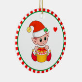 Schattige Kerstelf Keramisch Ornament (Rechts)
