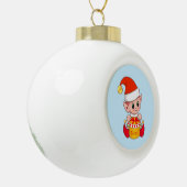 Schattige Kerstelf Keramische Bal Ornament (Links)