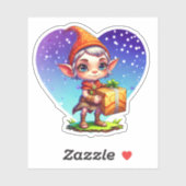 Schattige Kerstelf met Cadeau Sticker (Vel)