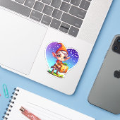 Schattige Kerstelf met Cadeau Sticker (Laptop met iPhone)